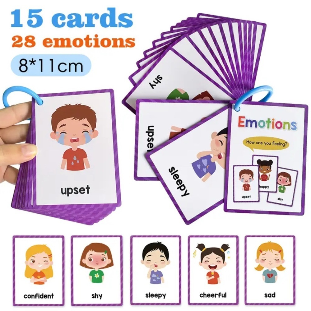 Purple Emotion Flashcards Set